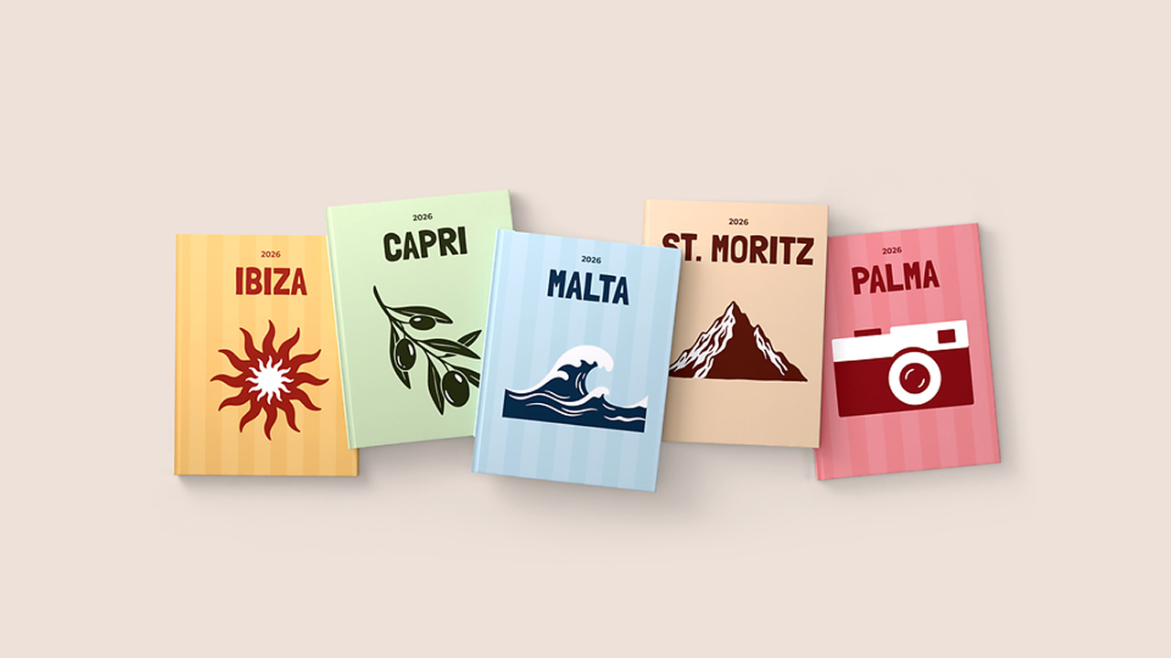 Diversi colori della collezione viaggi dei Fotolibri Pixum 