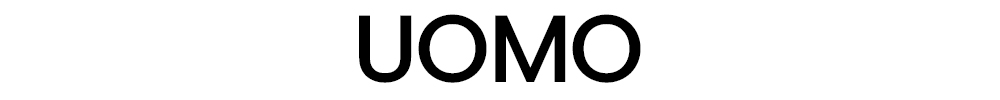 UOMO logo in bold black uppercase letters on white background