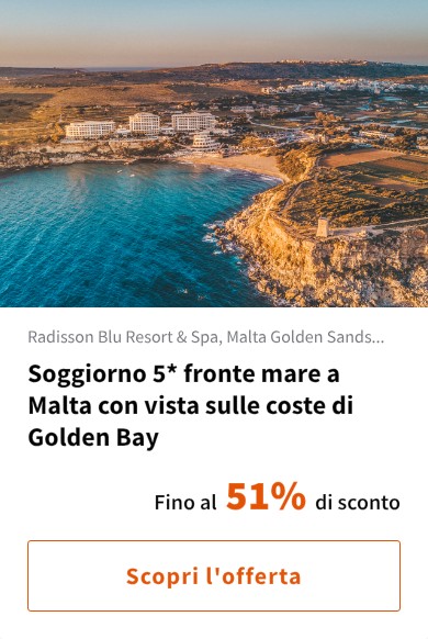Soggiorno 5* fronte mare a Malta con vista sulle coste di Golden Bay
