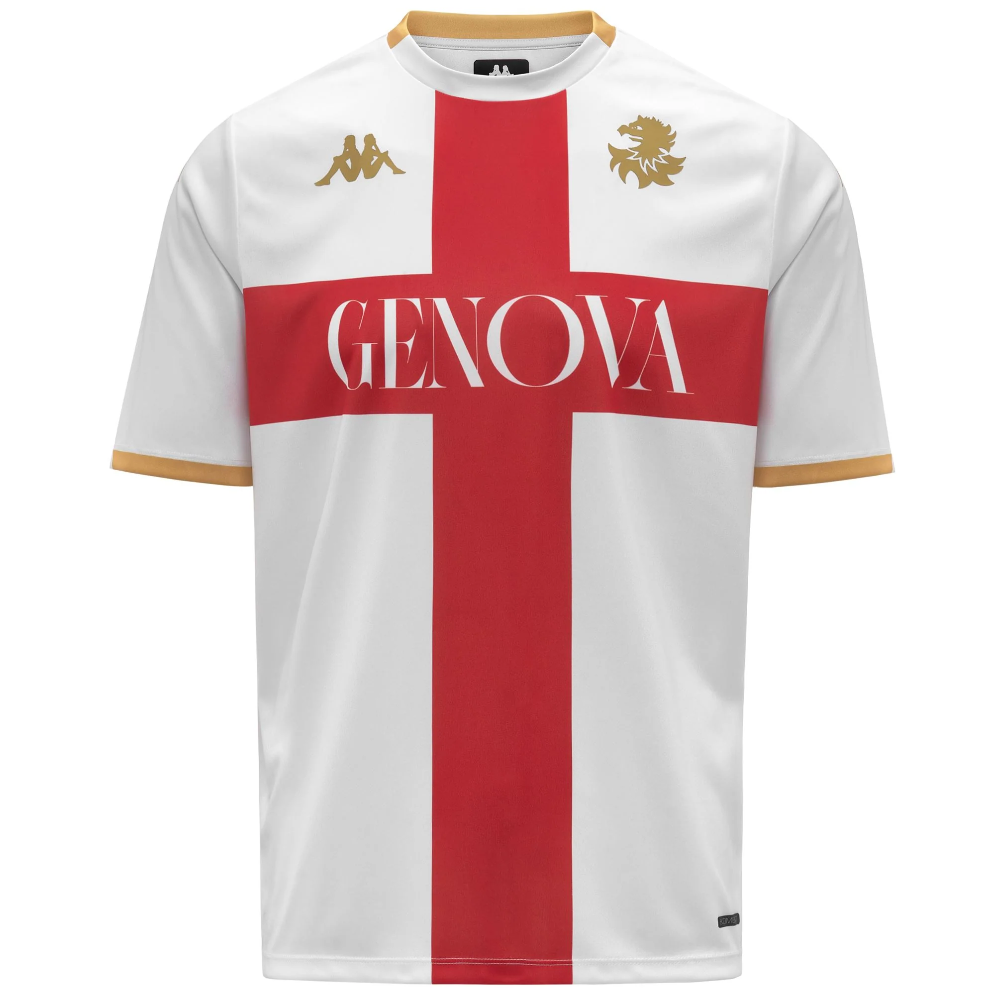 Image of KOMBAT EXTRA 2026 AWAY GENOA - Active Jerseys - Shirt - Man - White-Red Blaze-Yellow Gold Rich