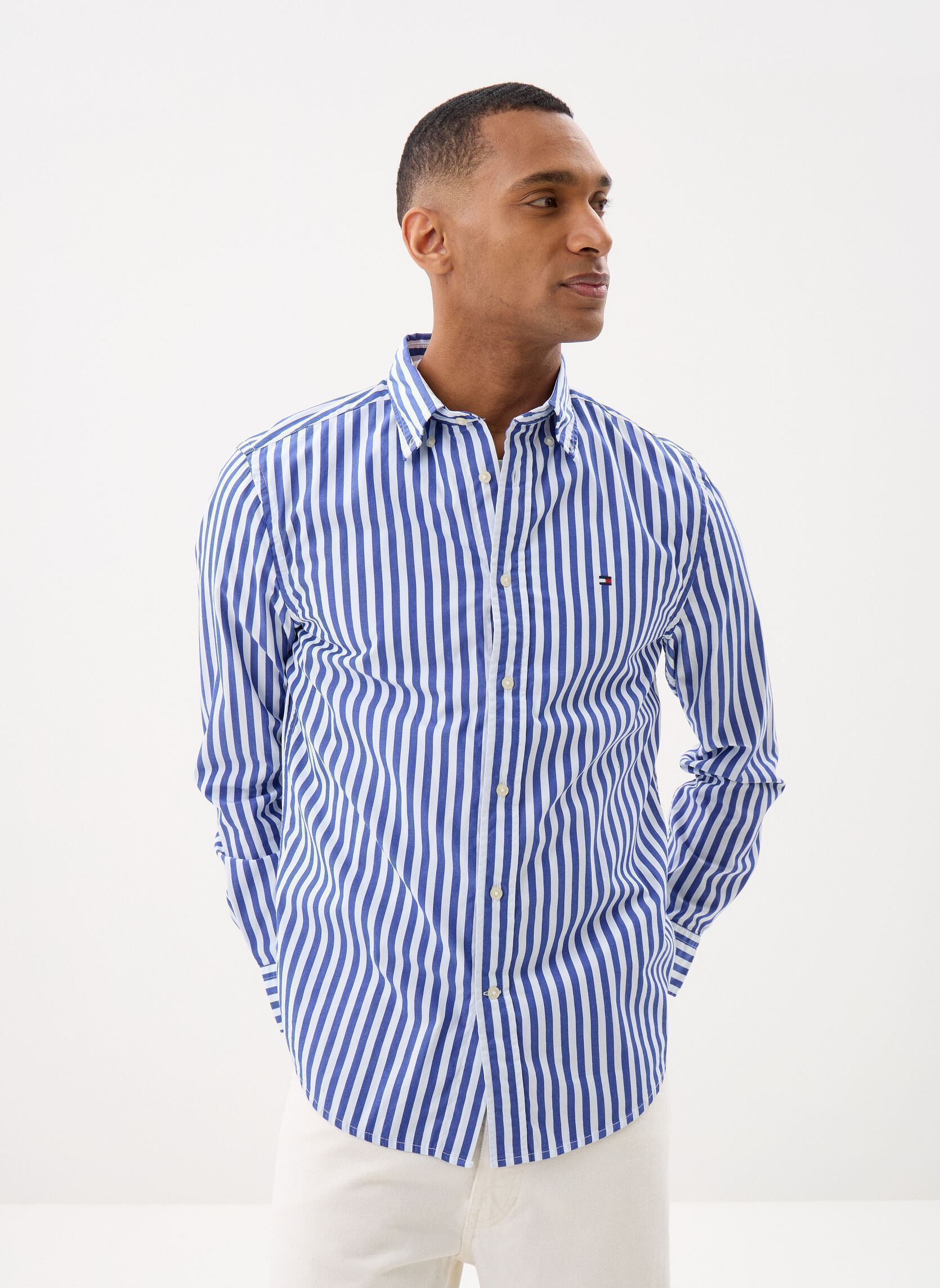 Tommy Hilfiger Chemises Flex Poplin Classic MW0MW42440 homme bleu