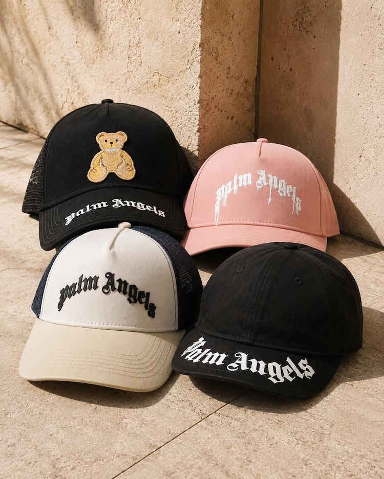 PALM ANGELS Cappello con visiera nero per uomo e donna con Teddy e logo