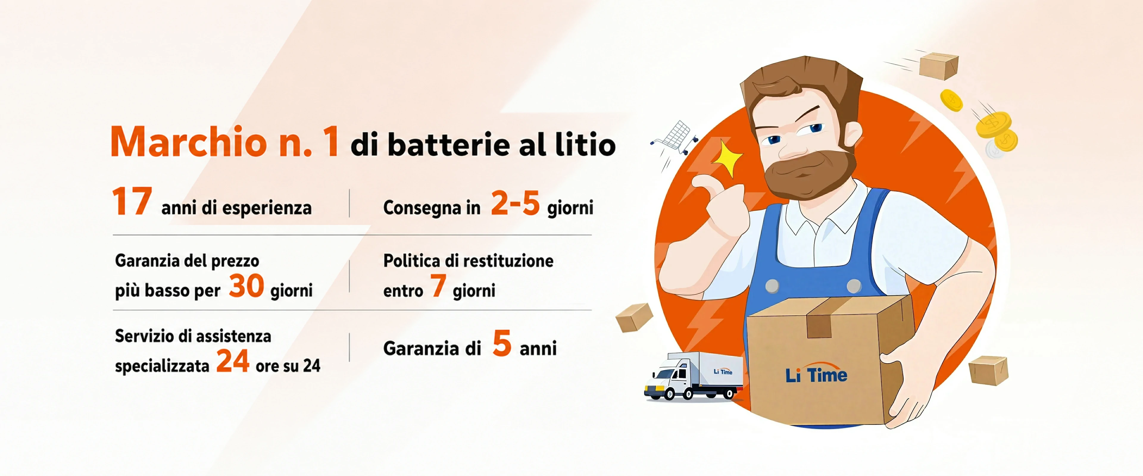 LiTime – 17 anni di esperienza, consegna rapida, assistenza 24/7 e garanzia fino a 5 anni