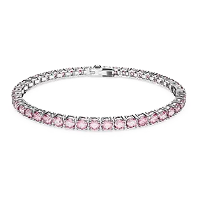 Bracciale Matrix Tennis, Taglio Round, Rosa, Placcato rodio