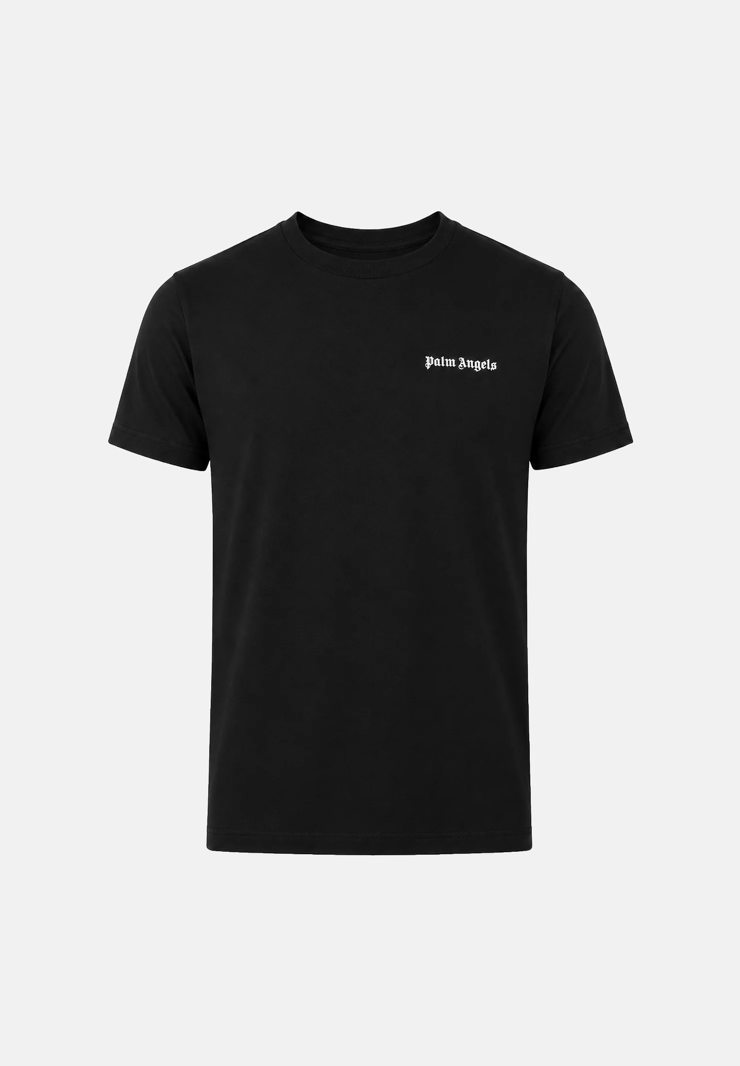 Image of PALM ANGELS  T-shirt manica corta black-nero da uomo, con logo minimal sul petto