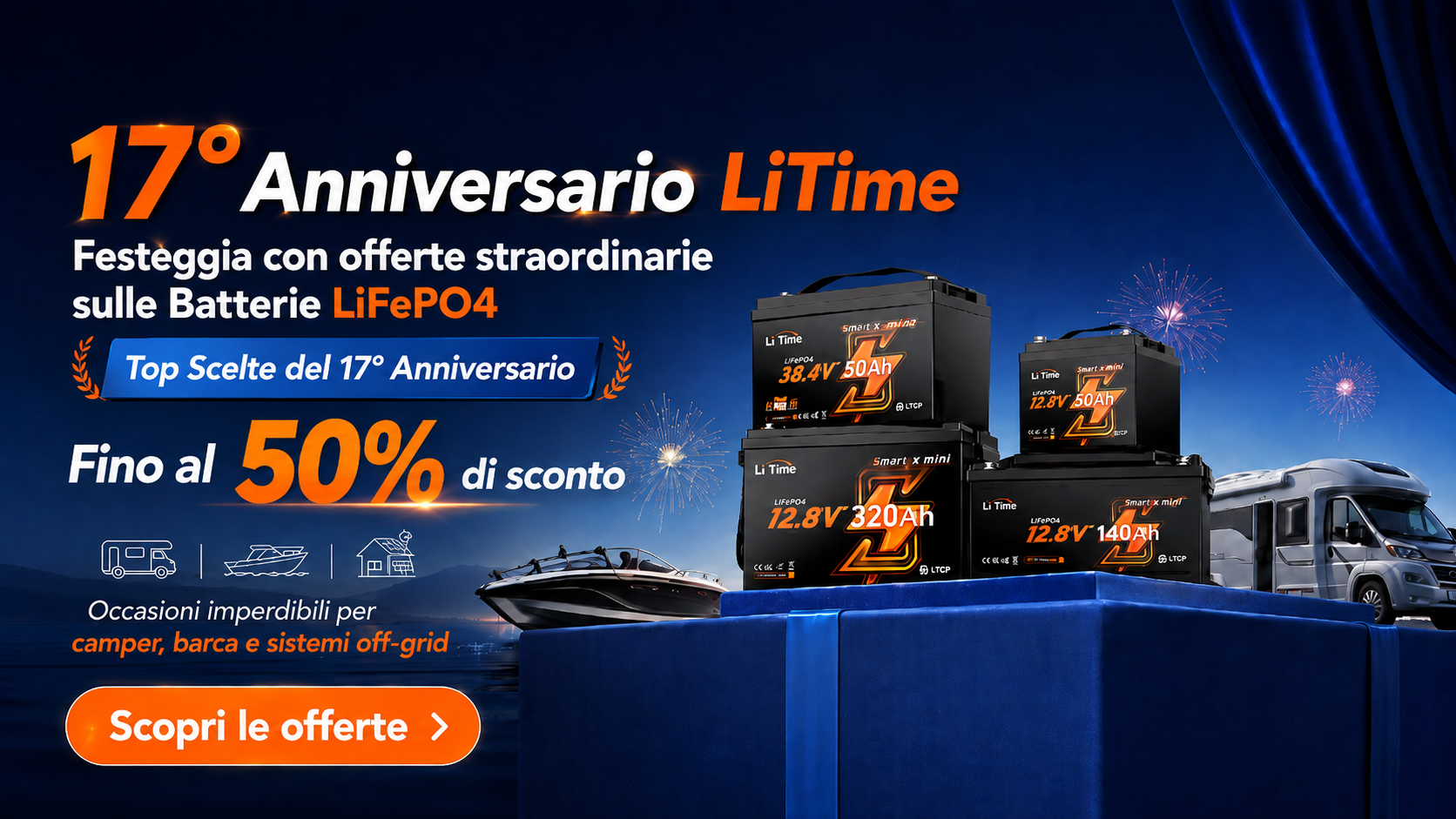 17° Anniversario LiTime – batterie LiFePO4 fino al 50% di sconto