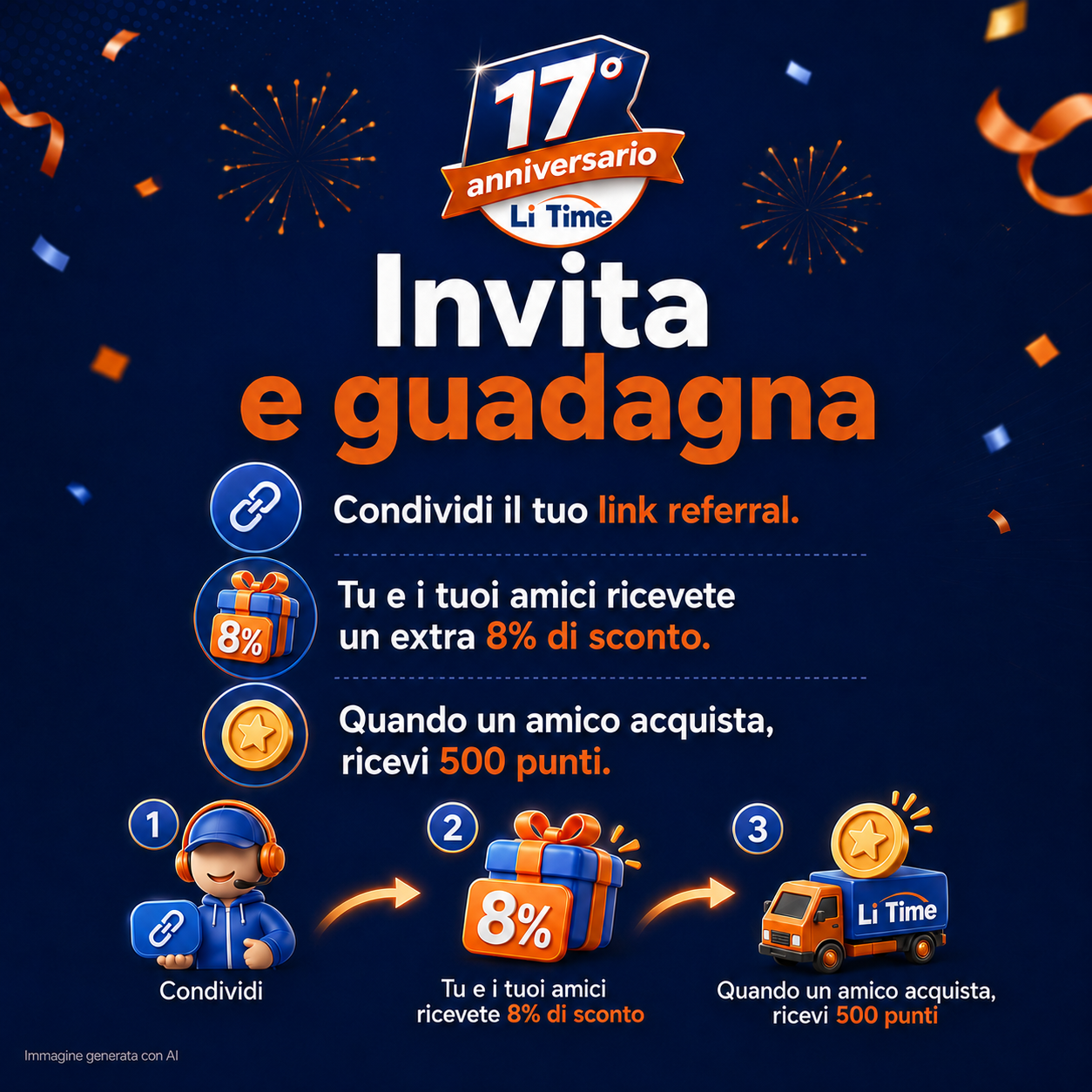 Invita e guadagna – 8% di sconto per te e i tuoi amici e 500 punti referral