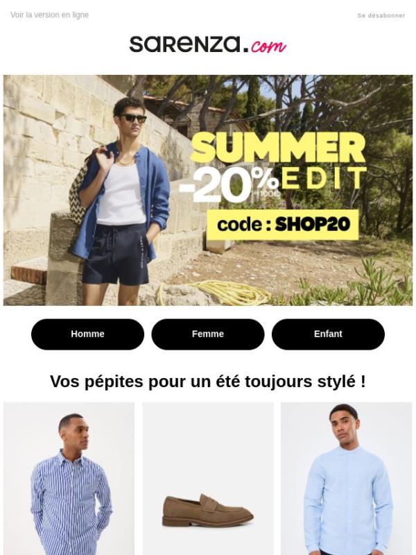 🌴 Prolongez l'Eté avec style : -20% dès 100€
