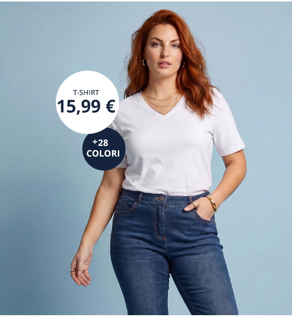 T-shirt dalle linee morbide con scollo a V e mezze maniche