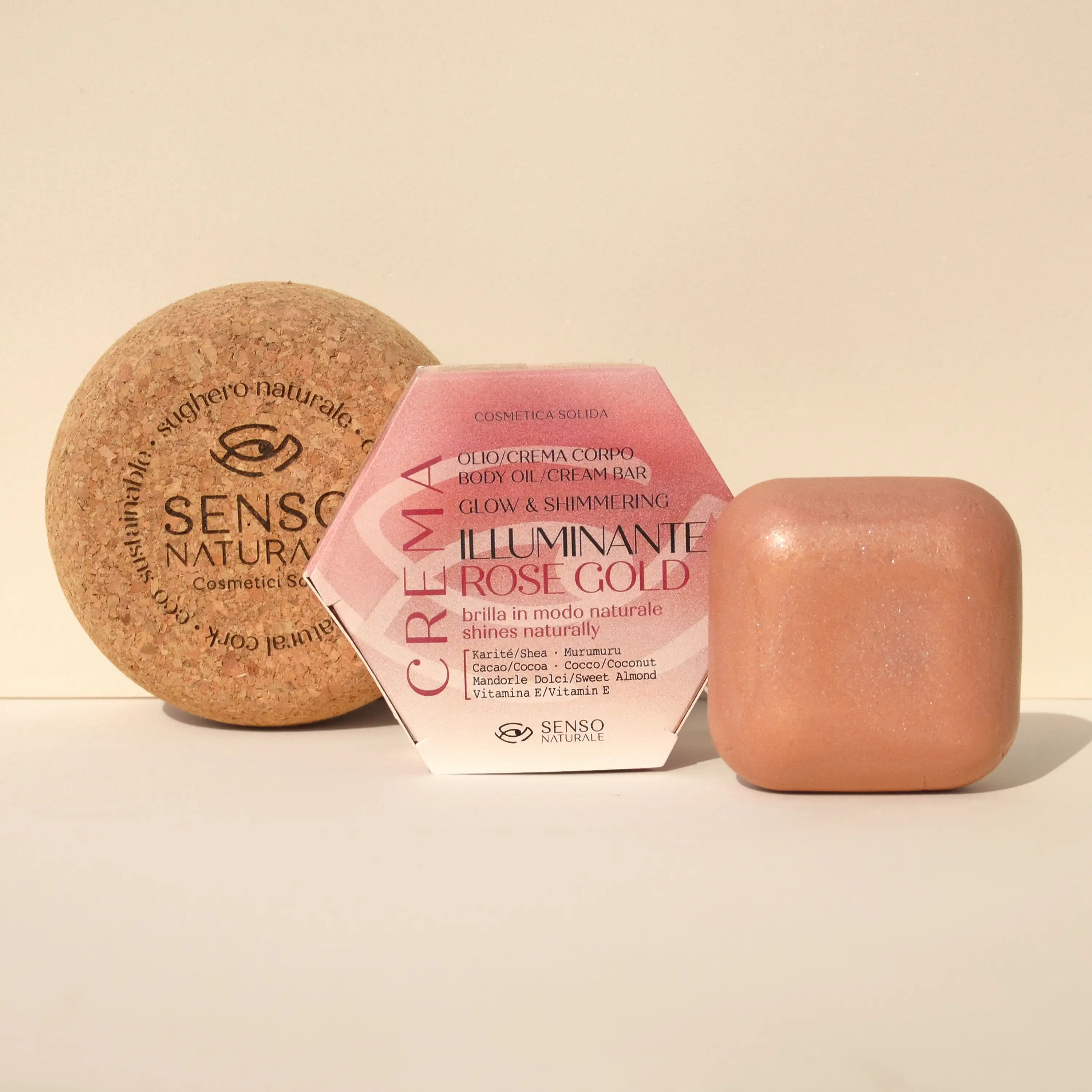 Image of Olio Solido Corpo ROSE GOLD + Contenitore Sughero [ PACK ]