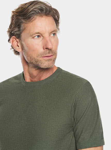 Maglia girocollo in cotone lino