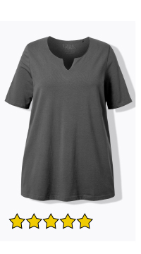 T-shirt dal taglio svasato con scollo a tunica e mezze maniche
