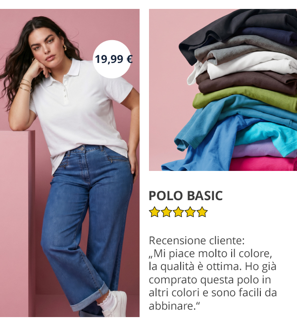 Maglia polo con abbottonatura lunga e mezze maniche