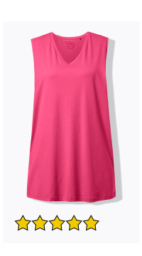 Top smanicato di cotone dalle linee morbide con scollo a V