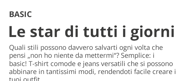 Basic:  le star di tutti i giorni
