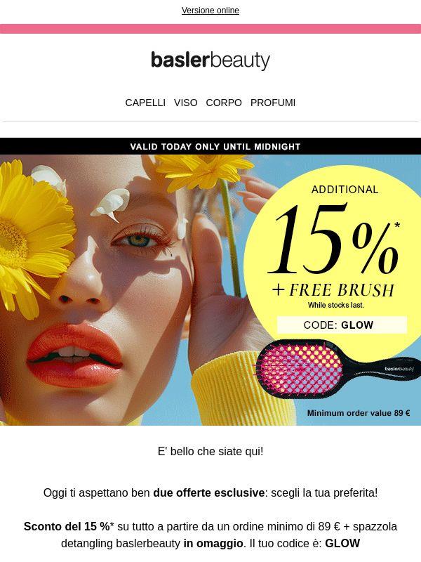 Oggi puoi scegliere: il 15% su tutto o il 20% sulle migliori marche