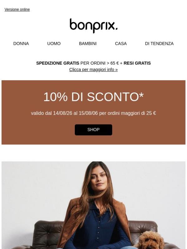 Approfitta del 10% di sconto!