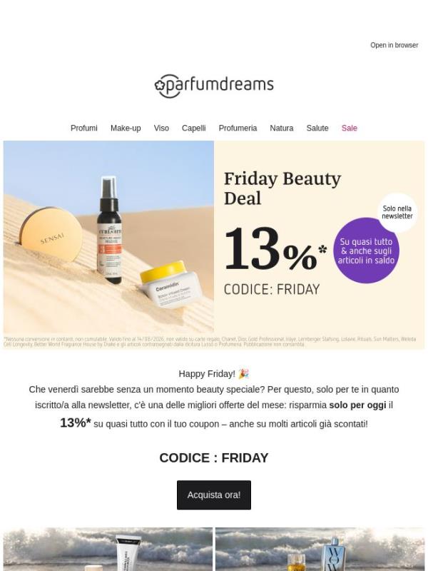 Solo oggi: 13%* di sconto con il Friday Beauty Deal ✨