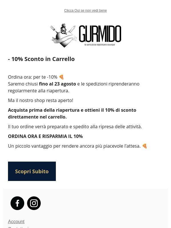 Ordina ora: per te -10% 🍕
