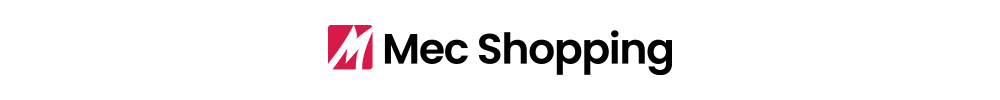 Mec Shopping logo — red stylised 'M' icon with bold black "Mec Shopping" text