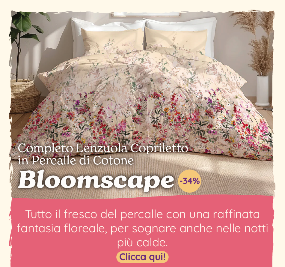 Completo Lenzuola Copriletto in Percalle di Cotone con Stampa Floreale - Bloomscape