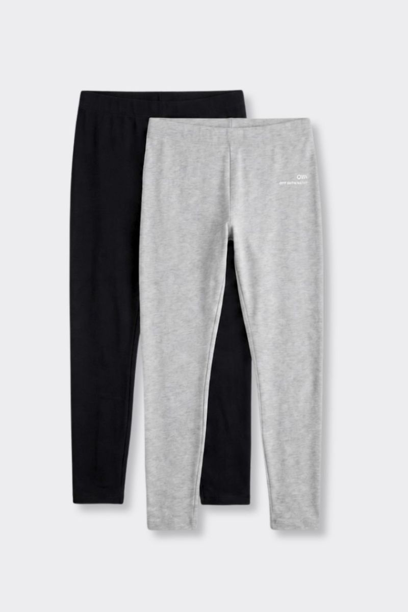 Leggings Nero e Grigio Chiaro Melange - Set da 2
