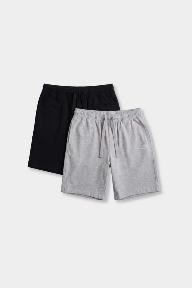 Pantaloncino in Jersey Nero e Grigio Chiaro Melange - Set da 2