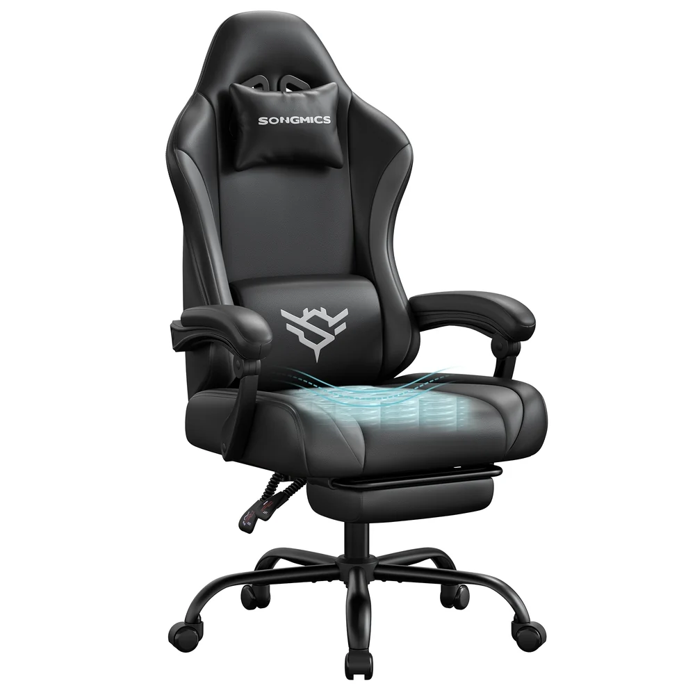 Image of Sedia da Gaming Ergonomica in Pelle PU Reclinabile a 135° con Poggiapiedi