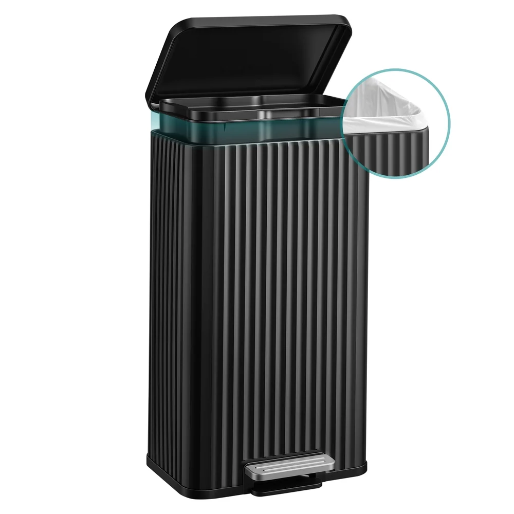 Image of Pattumiera in Acciaio da 30 L con Secchio Interno e Sacchetti, per Cucina
