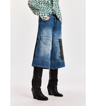 Jeans patchwork a due pannelli blu