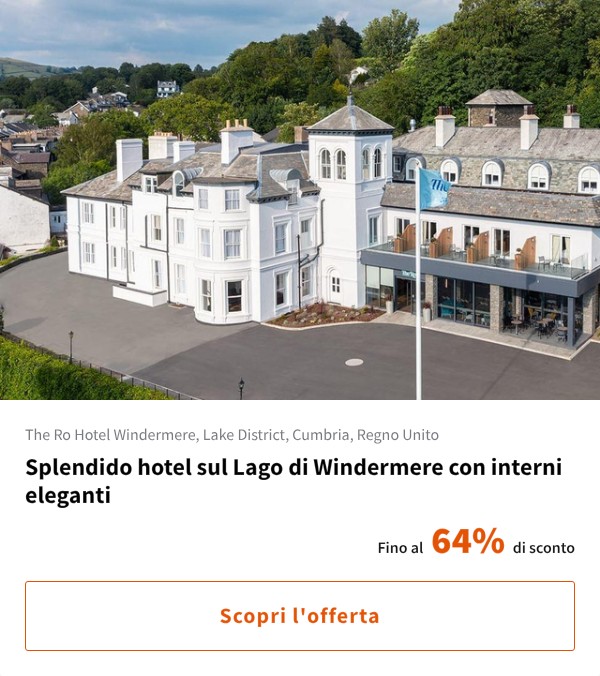 Splendido hotel sul Lago di Windermere con interni eleganti
