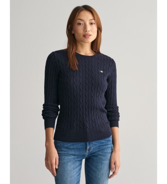Maglione di lana a trecce classico blu navy