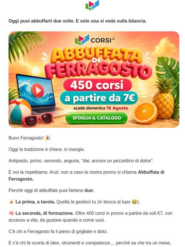 Ferragosto perfetto? +400 corsi a partire da 7€