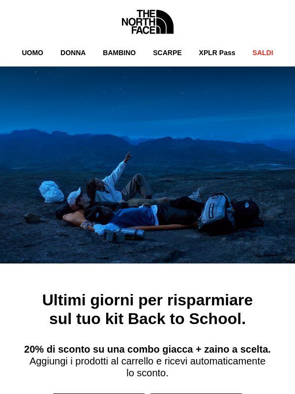 20% di sconto su giacca + zaino