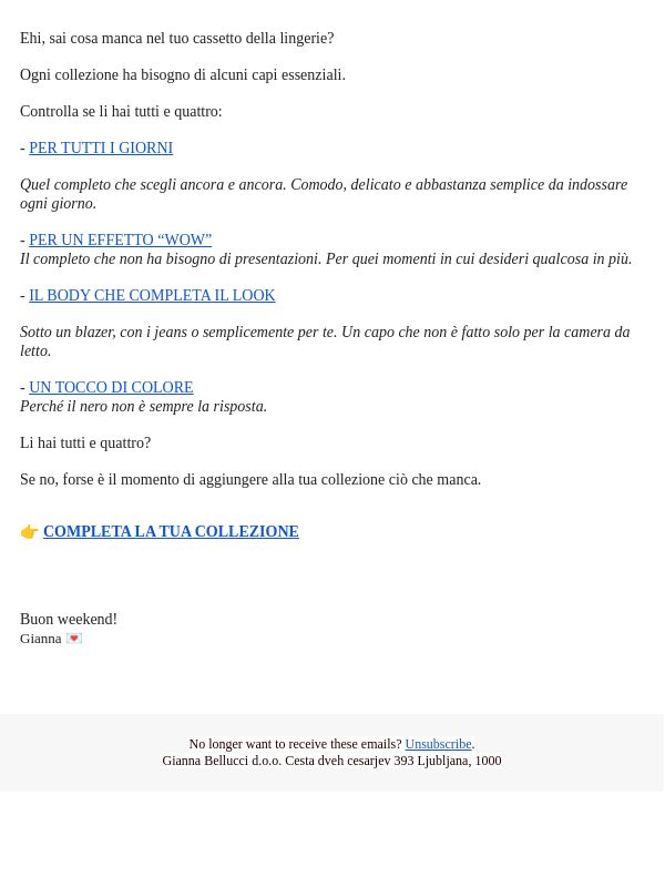 La tua checklist della lingerie. ✅