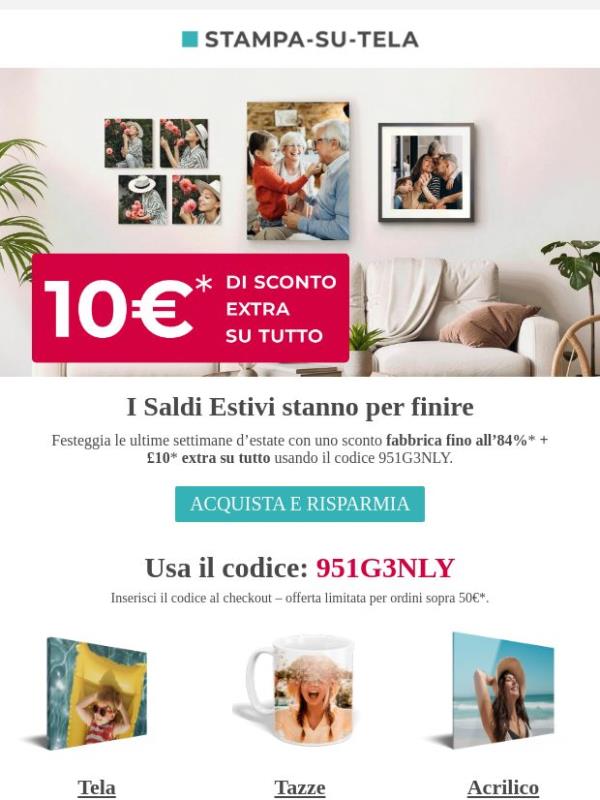 Usa il codice 951G3NLY – Il tuo regalo da 10€ ti aspetta!
