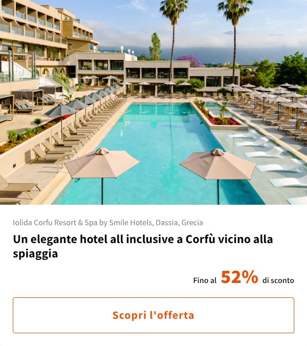 Un elegante hotel all inclusive a Corfù vicino alla spiaggia