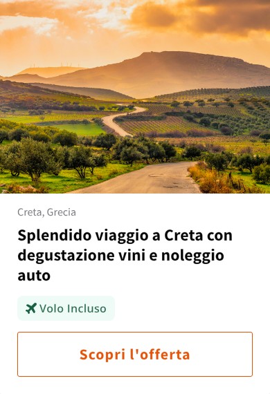 Splendido viaggio a Creta con degustazione vini e noleggio auto