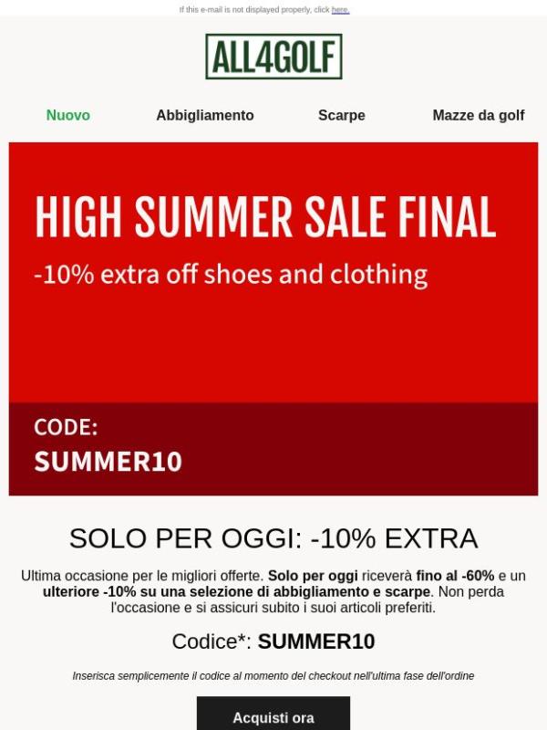 Ultimo giorno: Fino al -60% e -10% EXTRA