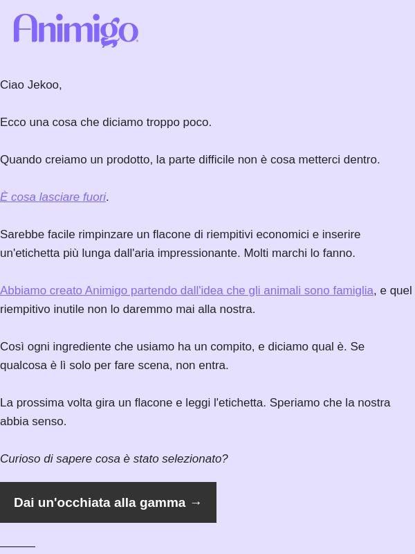 Gli ingredienti che evitiamo