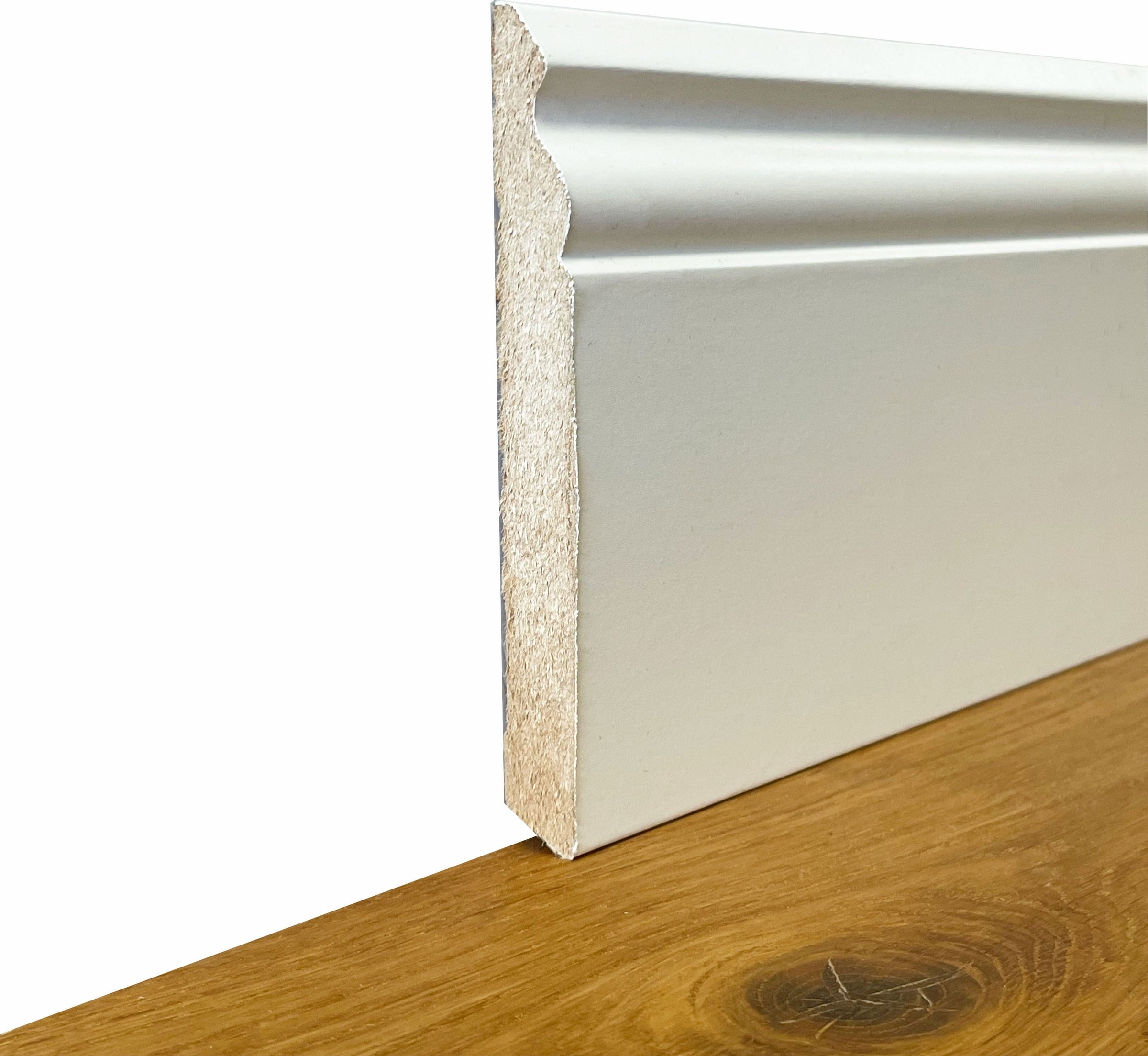 BATTISCOPA ZOCCOLINO DUCALE in FIBRA DI LEGNO COMPATTA 120X15 BIANCO ral 9010 (prezzo al metro)