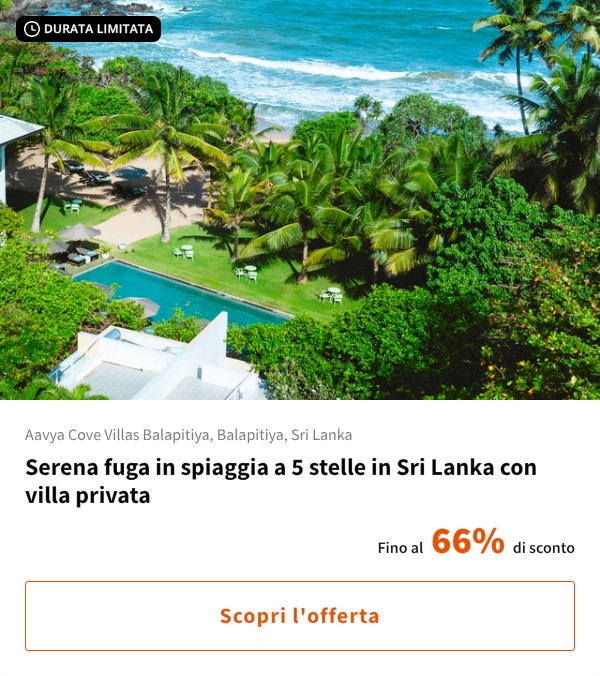 Serena fuga in spiaggia a 5 stelle in Sri Lanka con villa privata