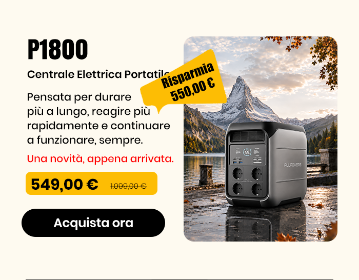 P1800 Centrale Elettrica Portatile 1800W 1024Wh LiFeP04 Batteria