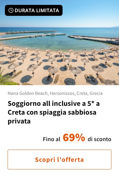 Soggiorno all inclusive a 5* a Creta con spiaggia sabbiosa privata