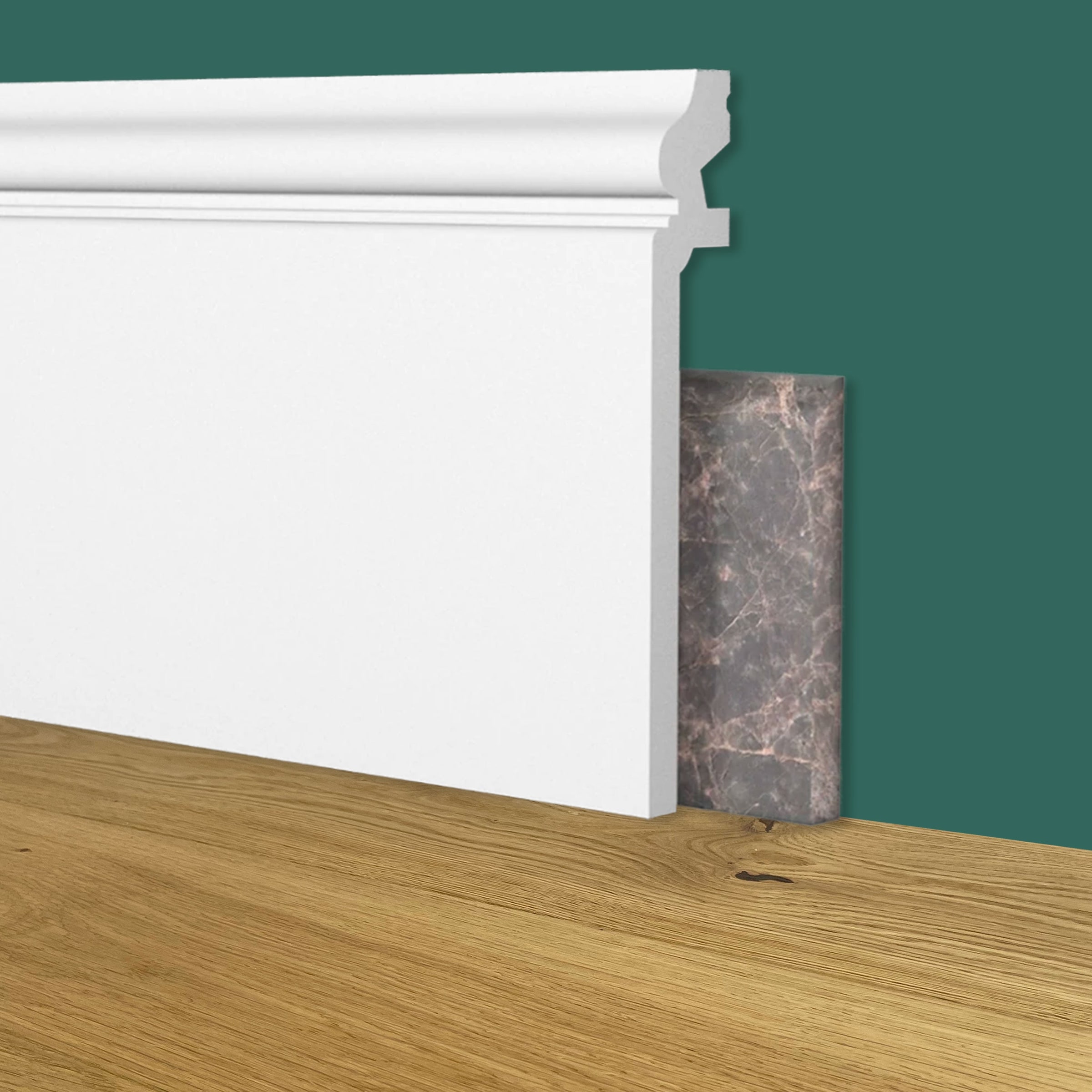 Battiscopa coprimarmo DUCALE Alto BIANCO 138x22mm in POLIMERI - Polistrutturato (prezzo al metro)