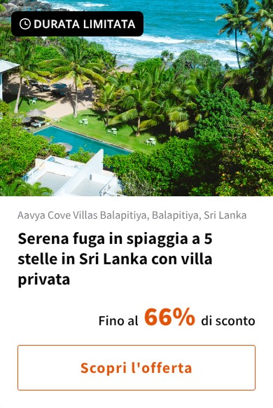 Serena fuga in spiaggia a 5 stelle in Sri Lanka con villa privata