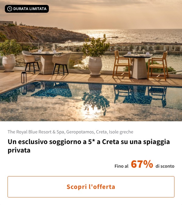 Un esclusivo soggiorno a 5* a Creta su una spiaggia privata