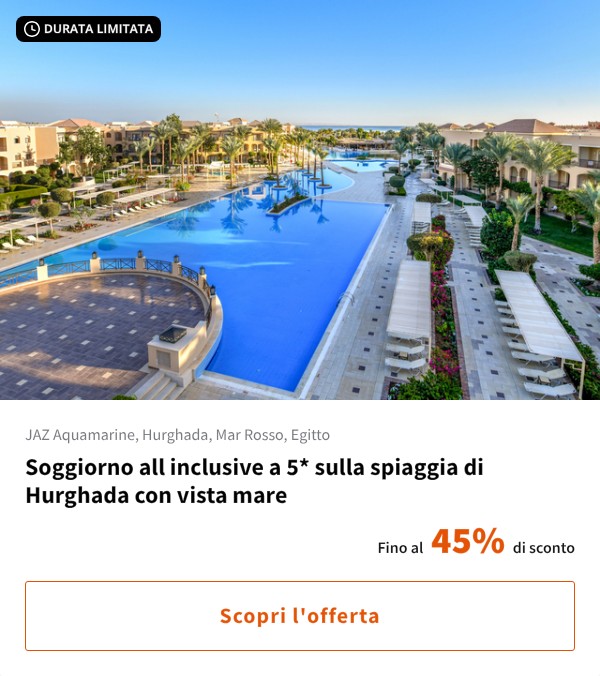 Soggiorno all inclusive a 5* sulla spiaggia di Hurghada con vista mare