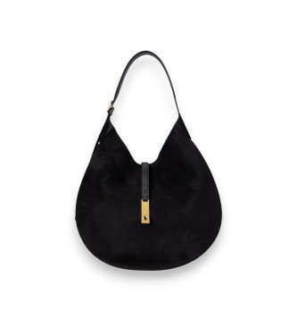 Borsa a spalla Polo ID grande in camoscio nero