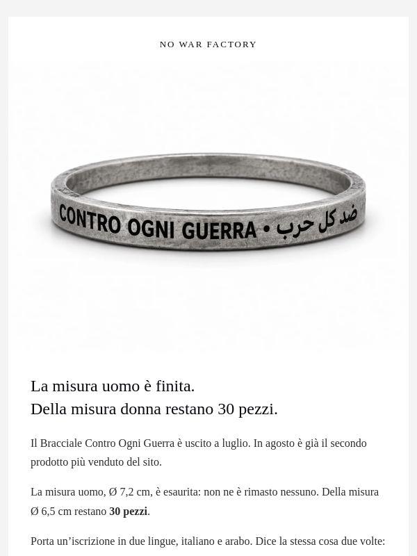 La misura uomo è finita. Restano 30 bracciali.